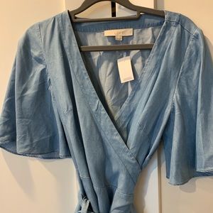 NWT loft chambray wrap top!